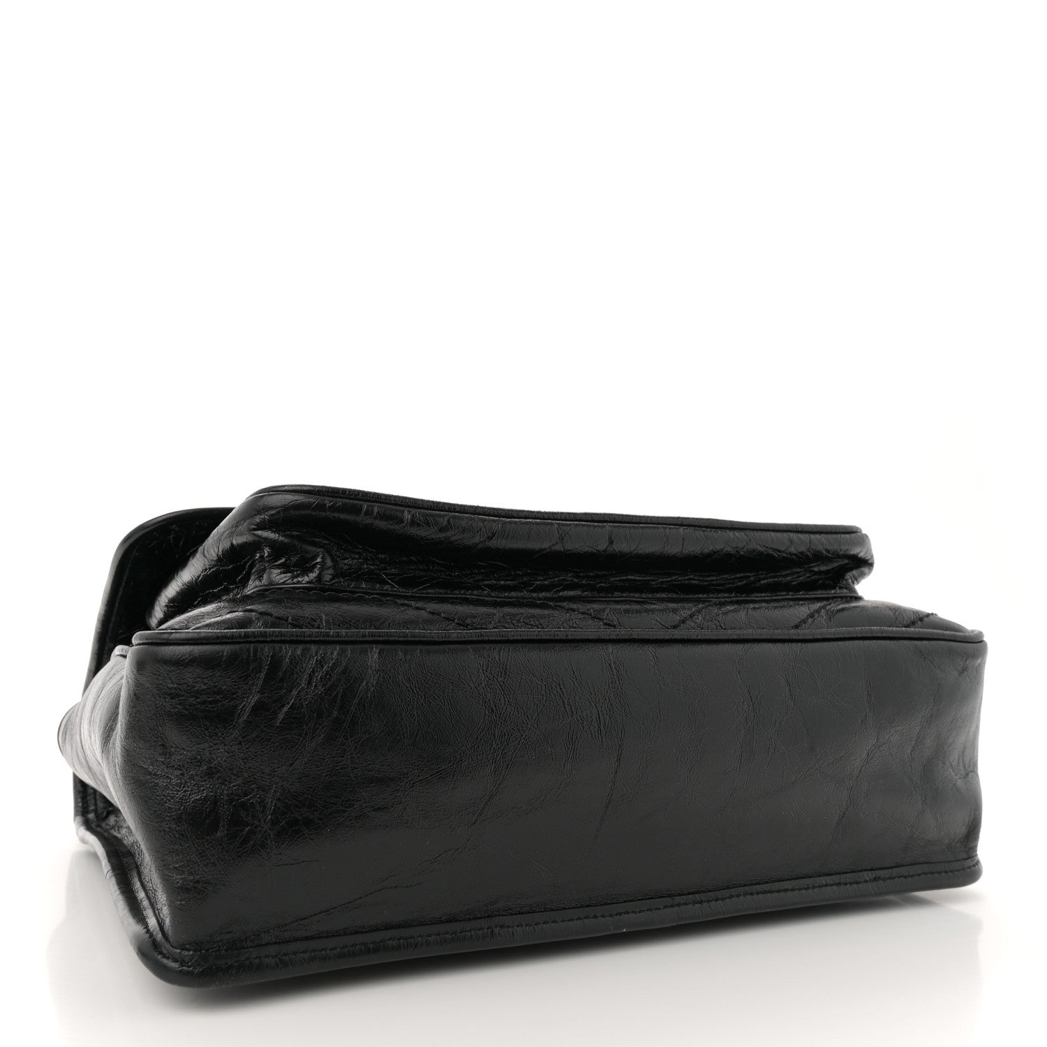 Crinkled Calfskin Matelasse Monogram Large Niki Chain Satchel Black