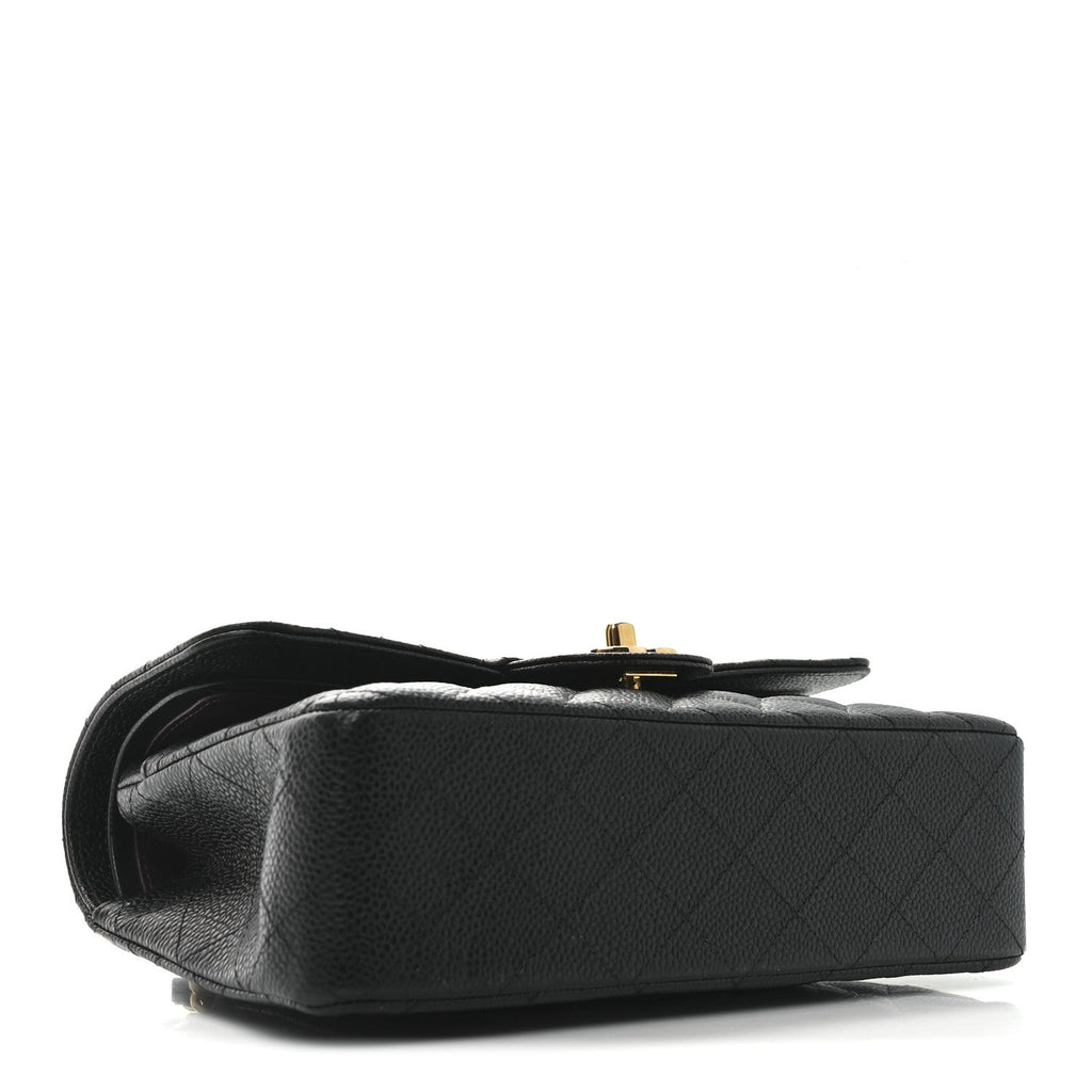 Caviar Quilted Small Double Flap Black