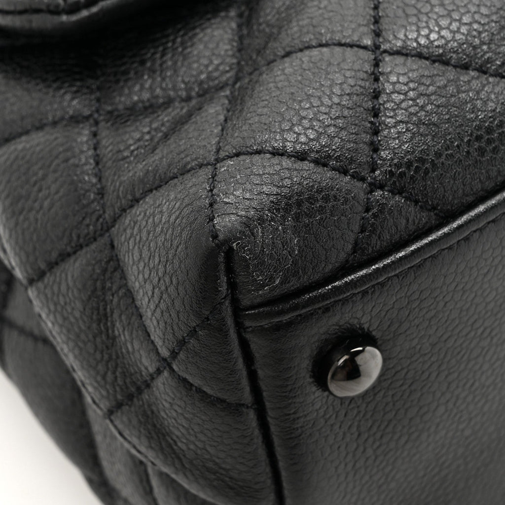 Caviar Quilted Small Coco Handle Flap So Black