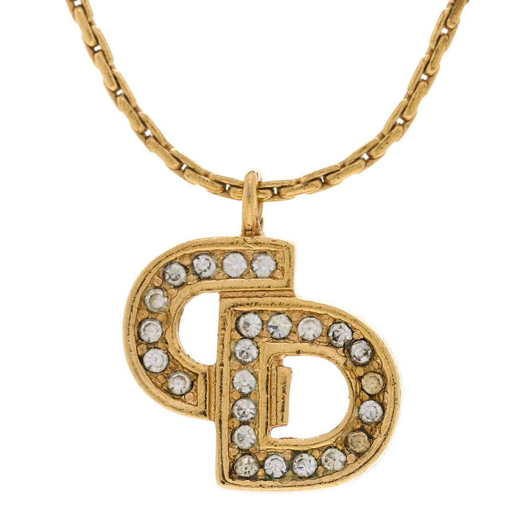 Crystal Logo Necklace Gold