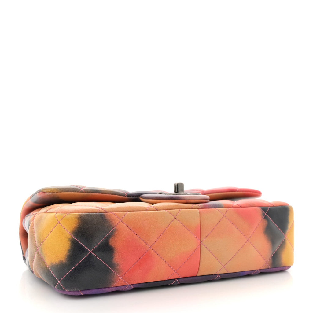 Printed Lambskin Quilted Small Flower Power Flap Ecru Orange Red Purple
