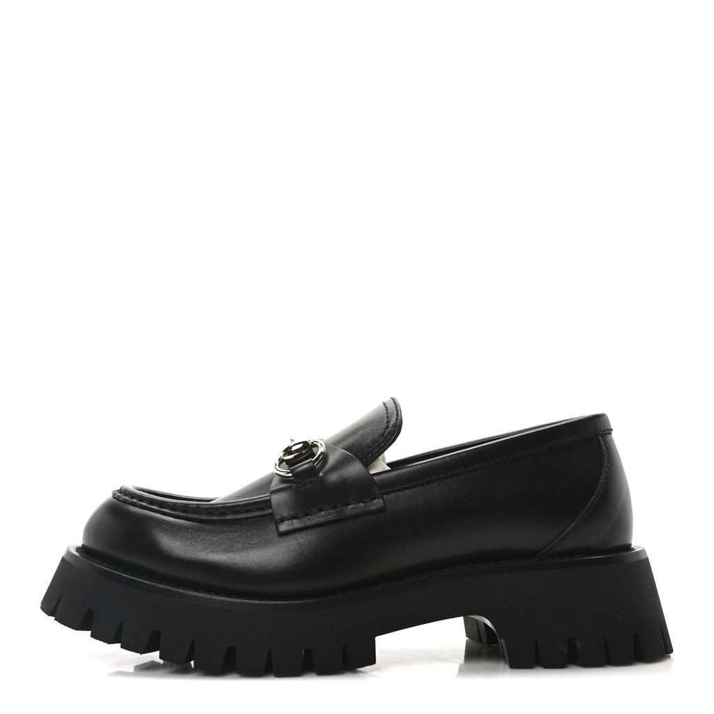 Real Betis Glamour Calfskin Horsebit Womens Mocassin Loafers 36.5 Black