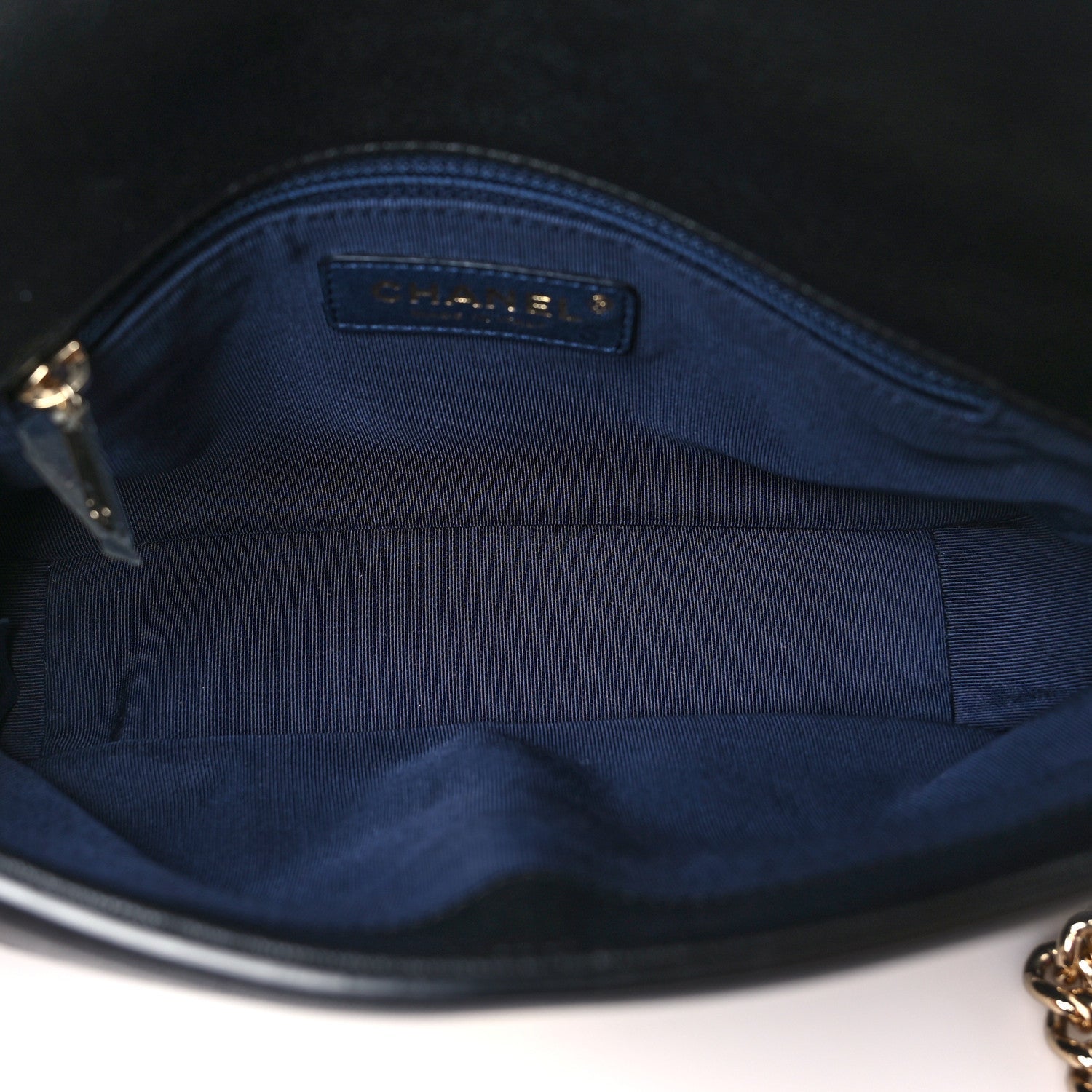Sheepskin Chevron Quilted Mini Double Chevron Flap Navy Black