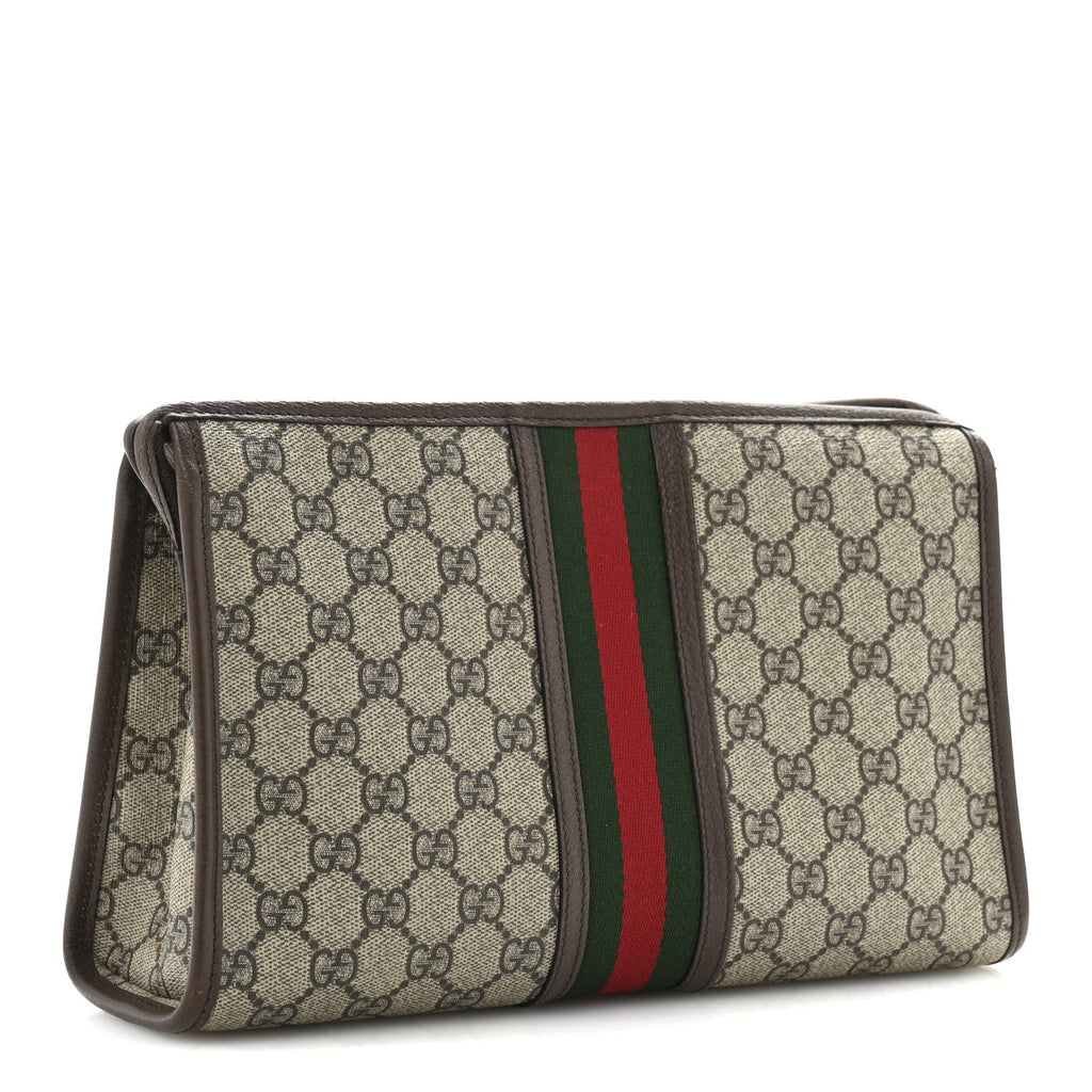 GG Supreme Monogram Web Ophidia GG Toiletry Case Beige New Acero
