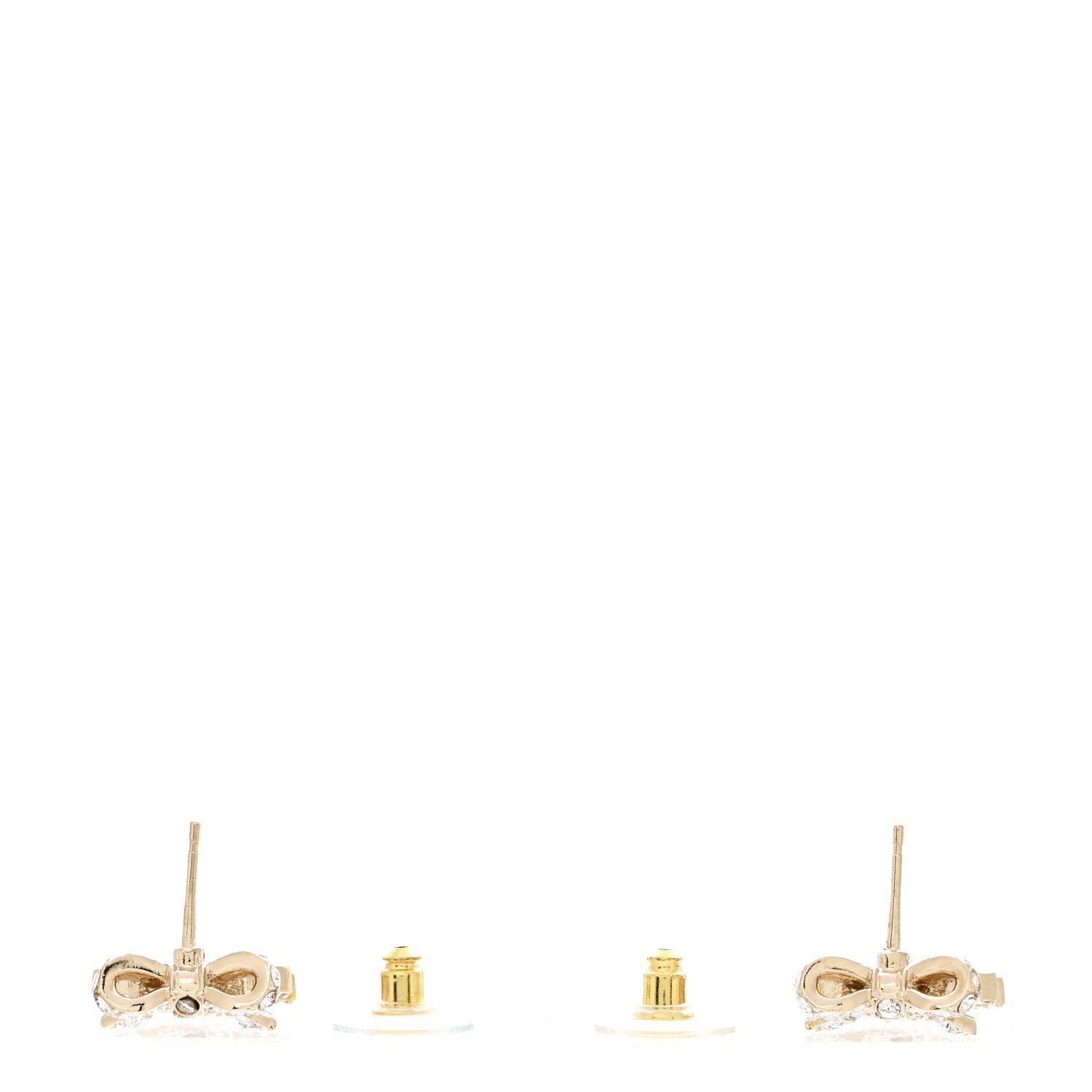 Crystal CC Bow Dangle Earrings Gold