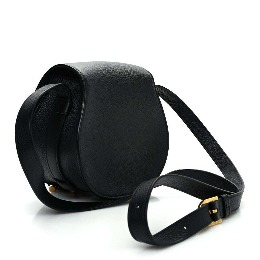 Grained Calfskin Small Marcie Saddle Bag Black