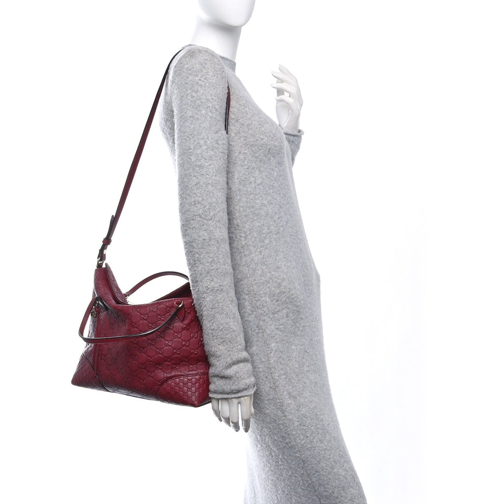 Guccissima Medium Bree Foldover Tote Classic Ruby