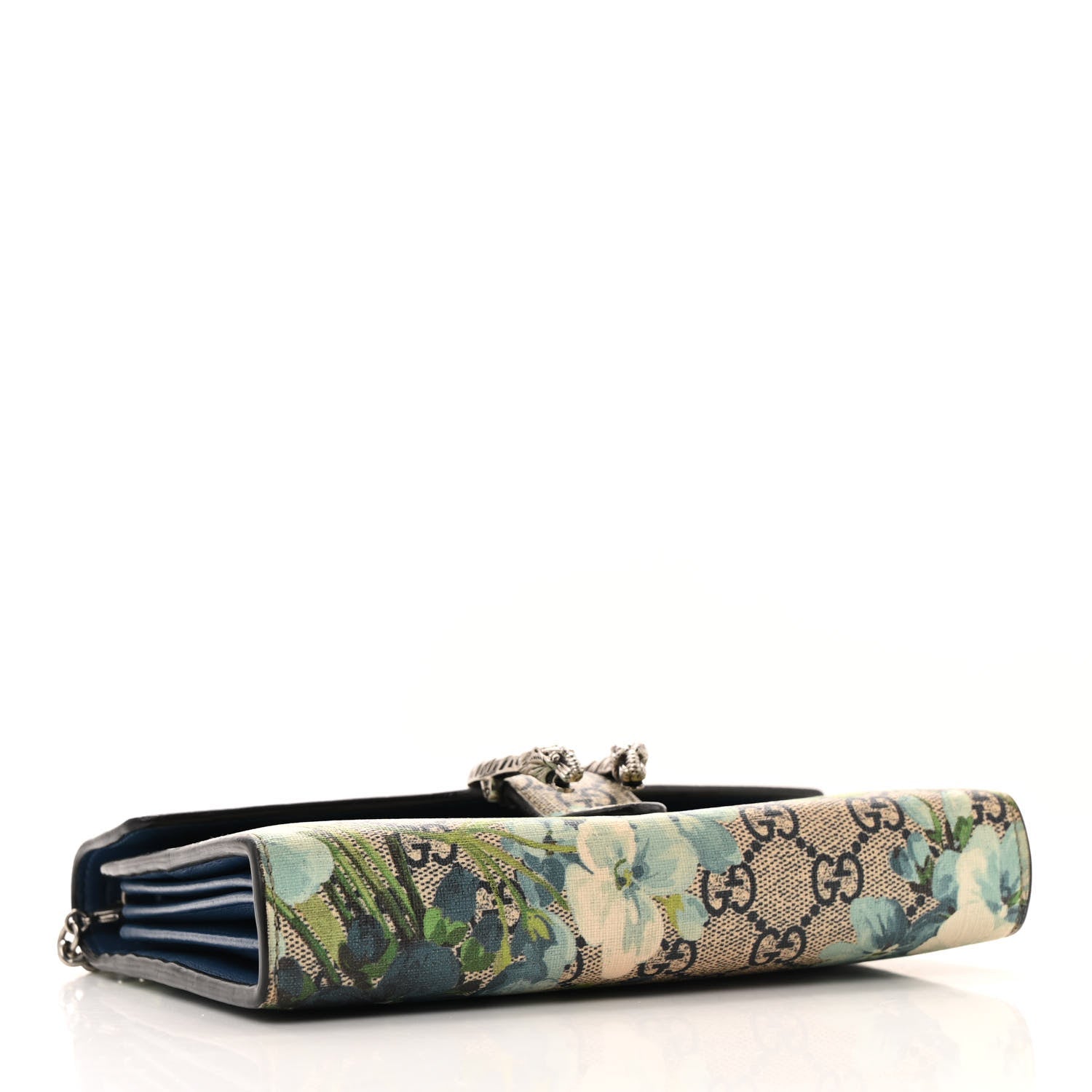 GG Supreme Monogram Blooms Mini Dionysus Chain Wallet Beige Blue Navy Vintage Blue