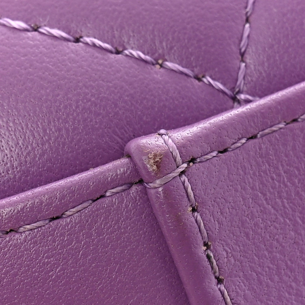 Lambskin Quilted CC Bubble Vanity Case With Chain Purple
