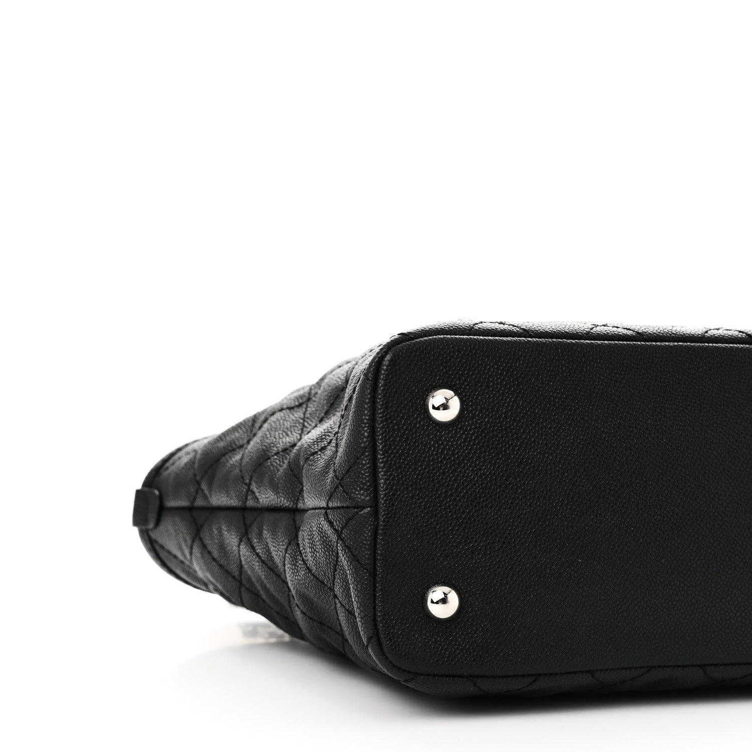 Grained Calfskin Quilted Small Daily Shopping Tote Black