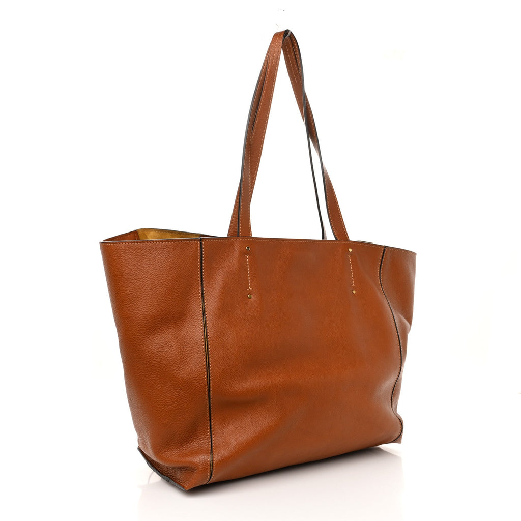 Smooth Calfskin Medium Milo Shopping Tote Caramel