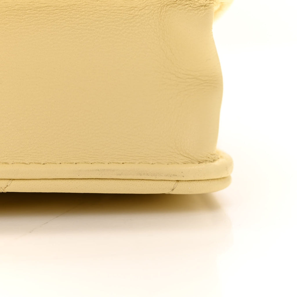 Lambskin Quilted Sweet Camellia Wallet on Chain WOC Light Yellow