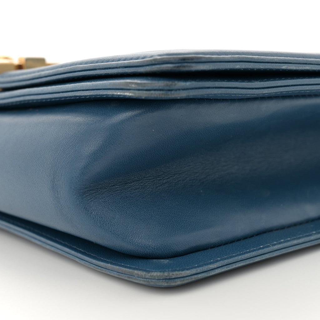 Lambskin Quilted New Medium Boy Flap Dark Blue