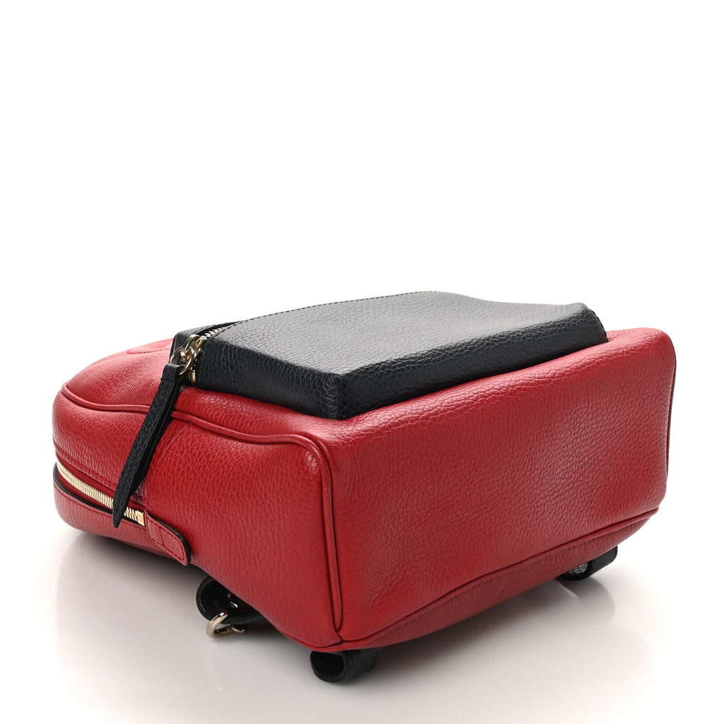 Pebbled Calfskin Bi-Color Soho Chain Backpack Red Navy