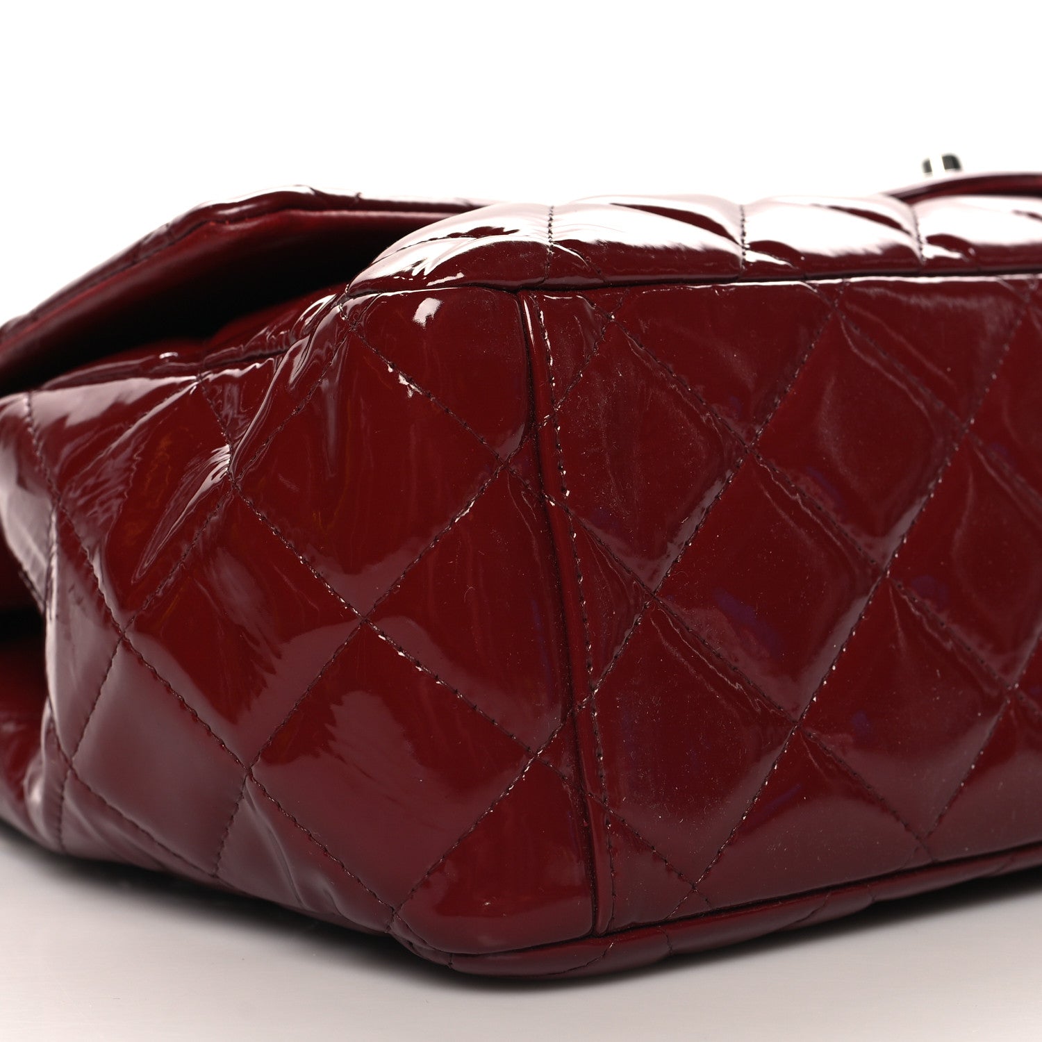 Patent Quilted Maxi Double Flap Dark Red