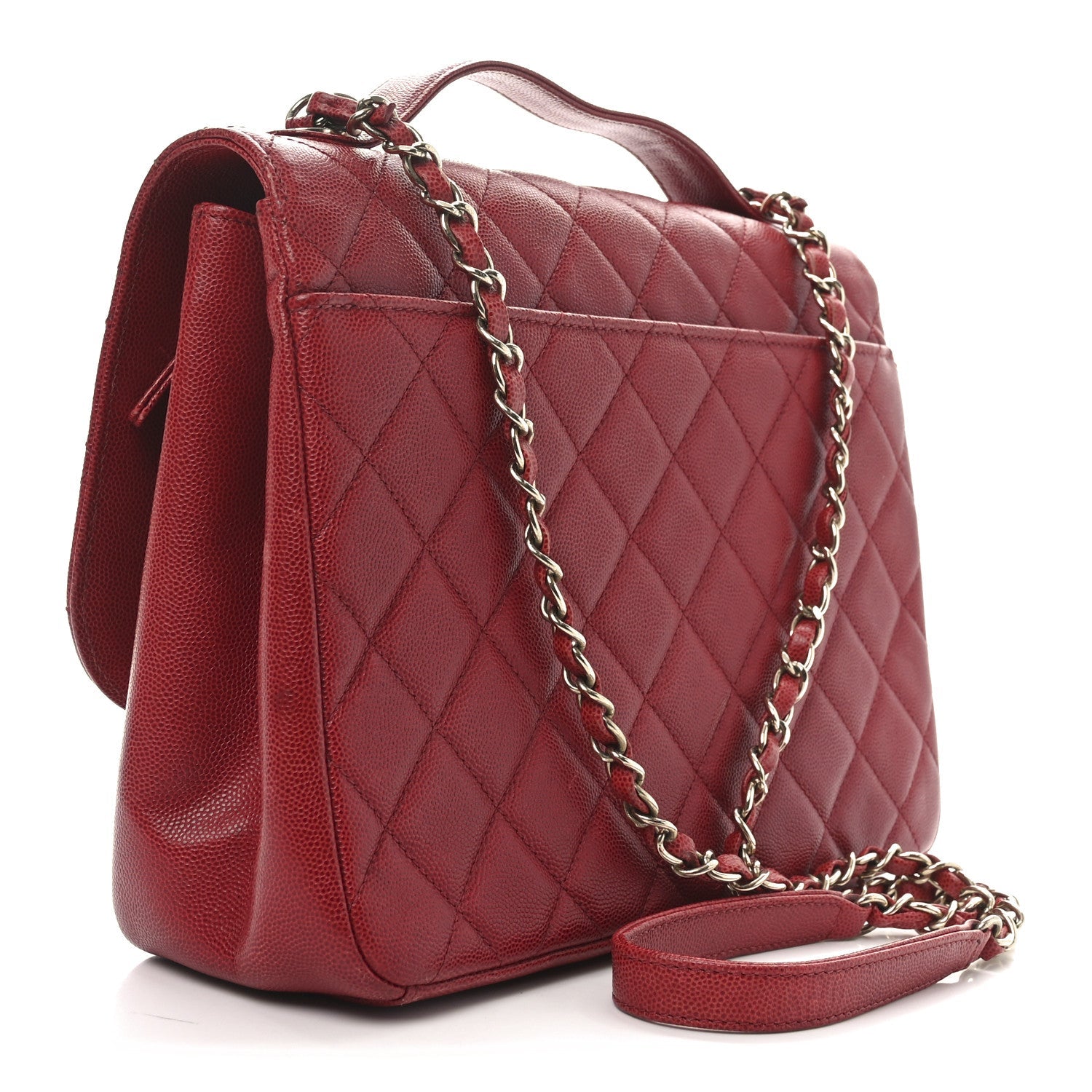Caviar Quilted Large Business Affinity Flap Red