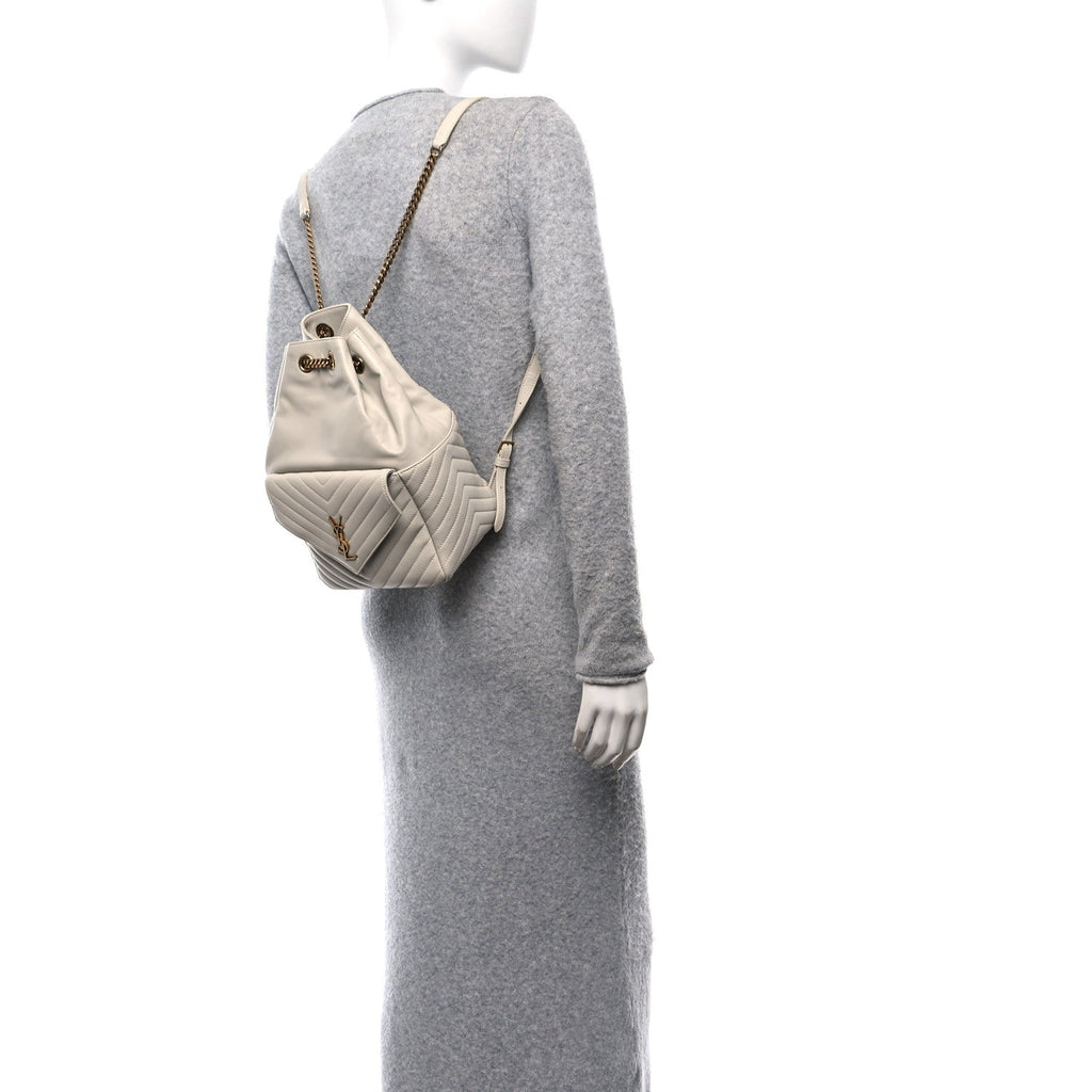 Lambskin Matelasse Monogram Joe Backpack Cream
