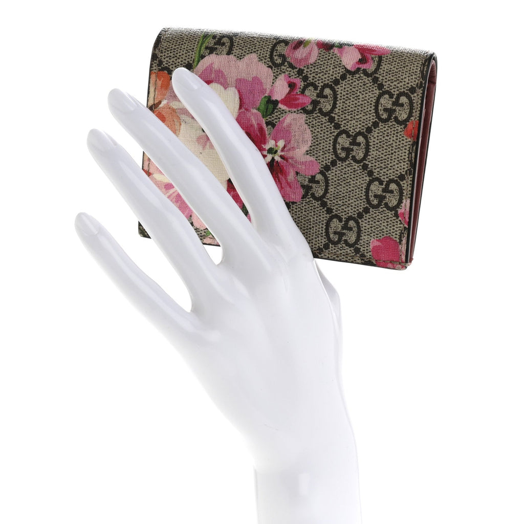 GG Supreme Monogram Blooms  Case Wallet Beige Multicolor Dry Rose