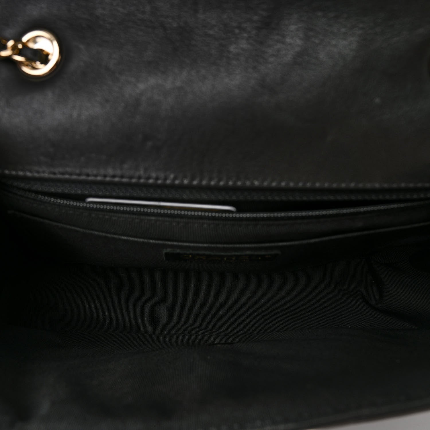 Calfskin Chevron Quilted Small Statement Flap Black