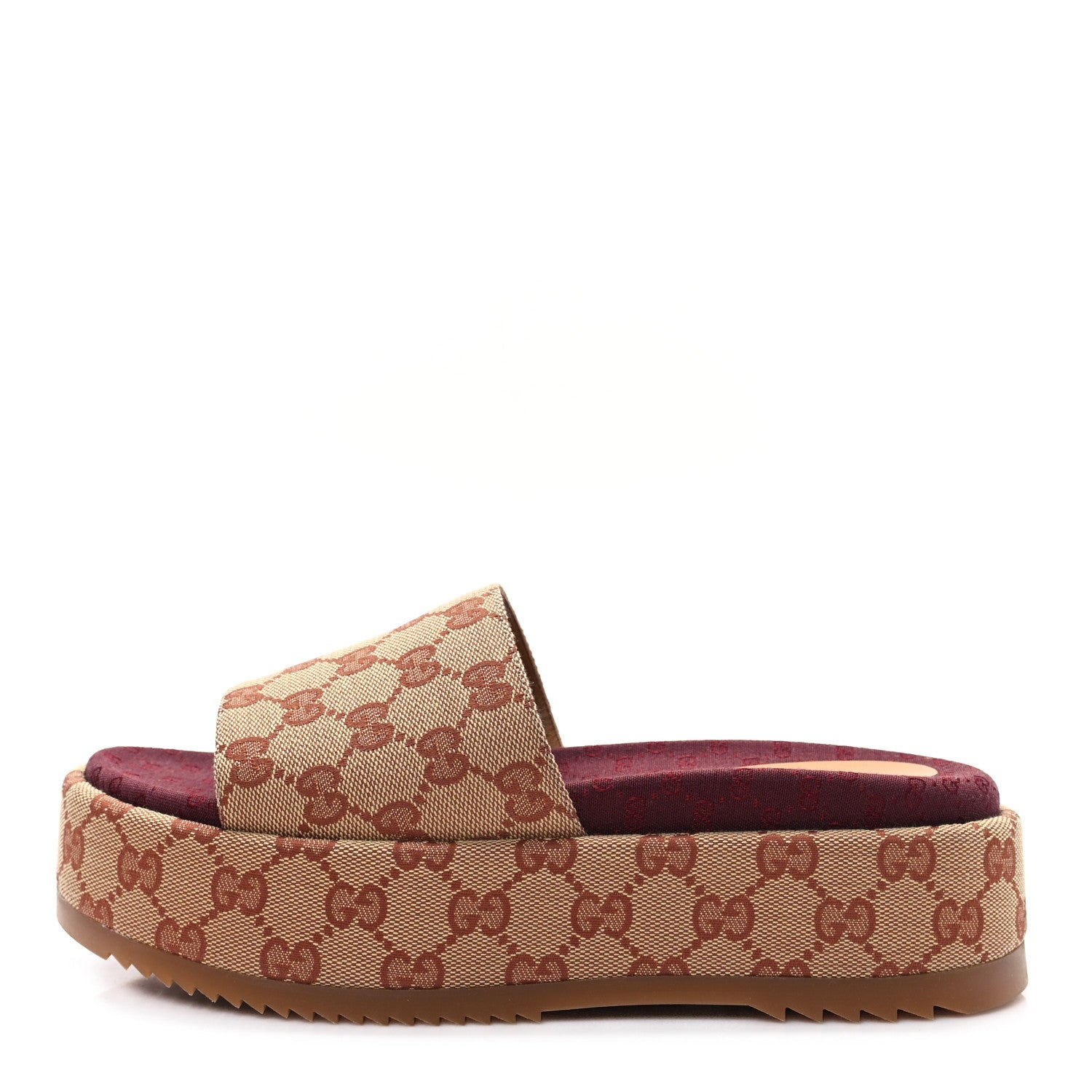 Canvas GG Monogram Angelina Platform Slide Sandals 37.5 Beige Ruggine