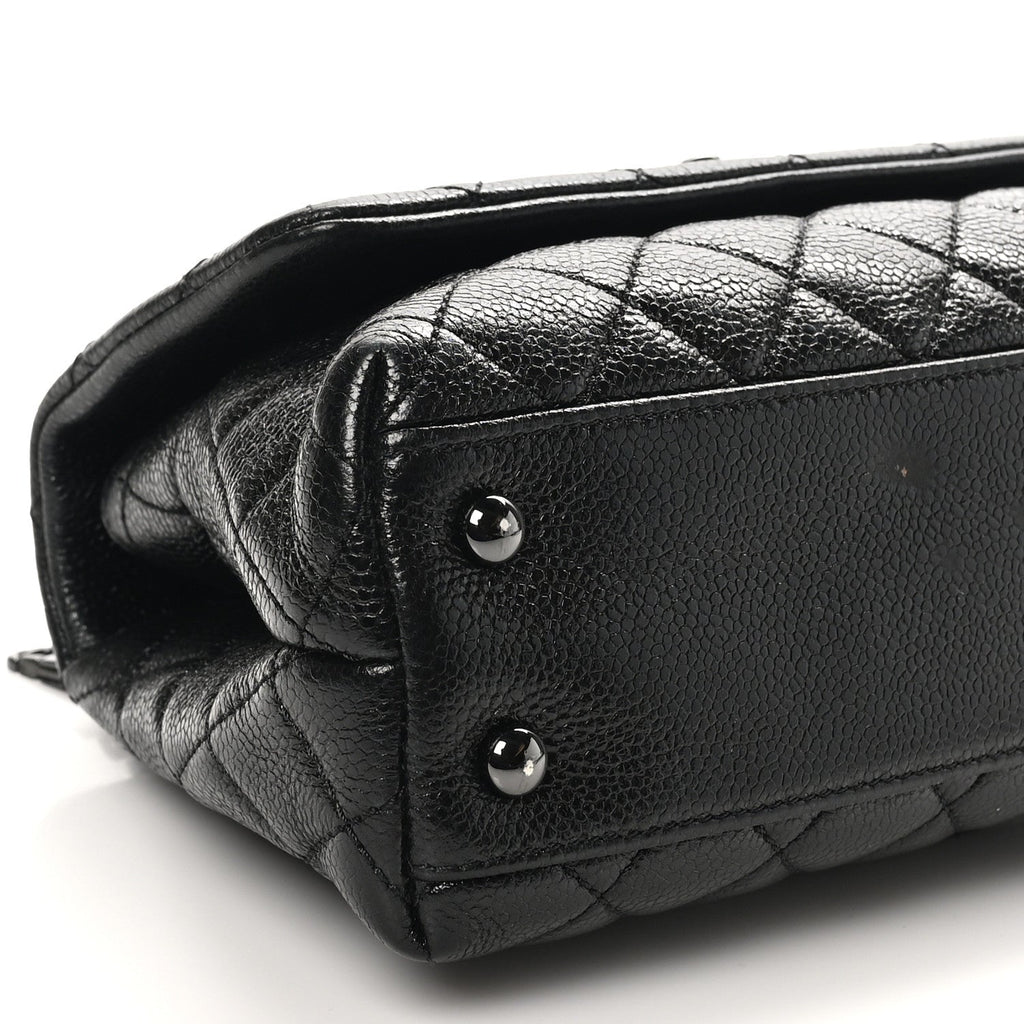Caviar Quilted Mini Coco Handle Flap So Black