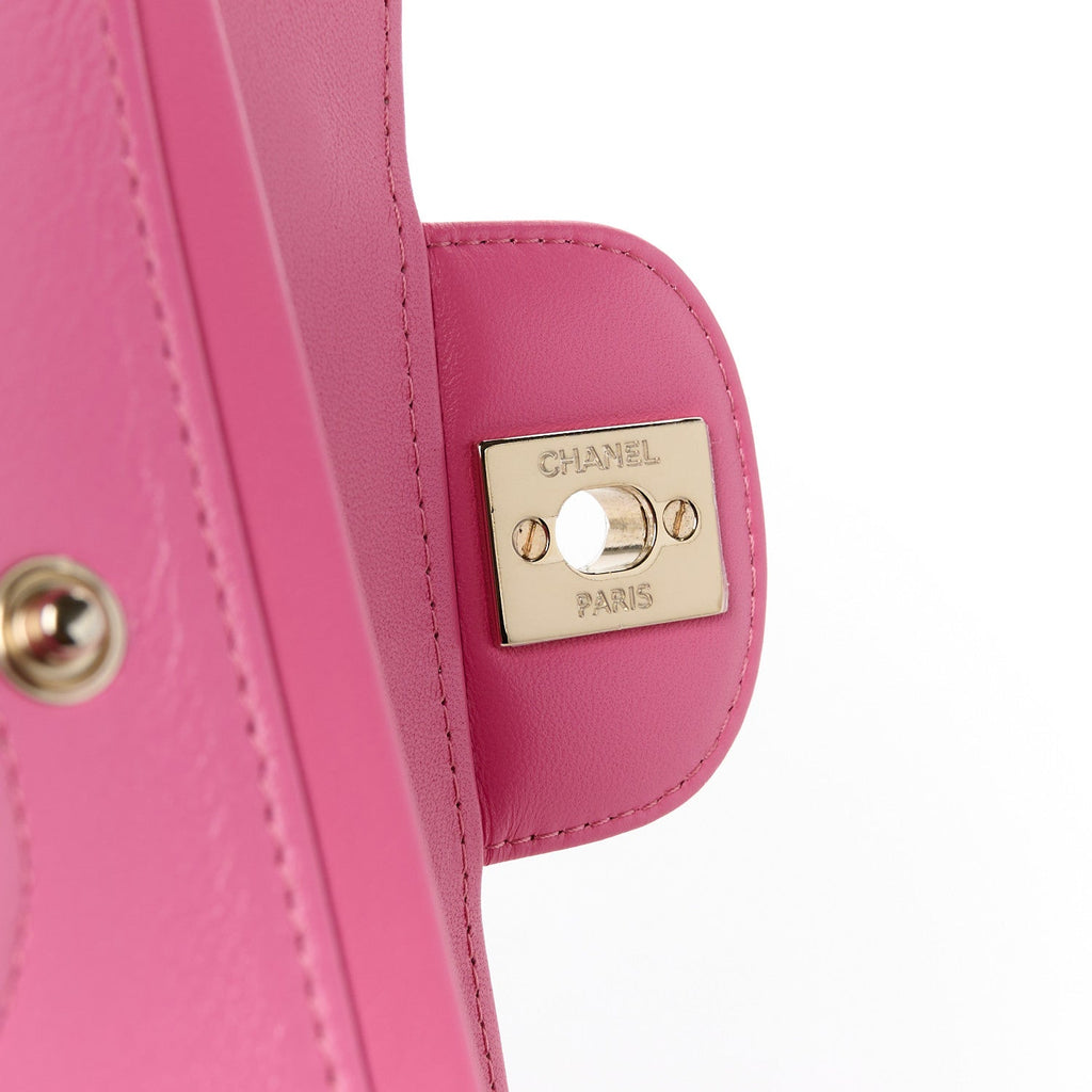 Lambskin Chevron Quilted Small Double Flap Pink