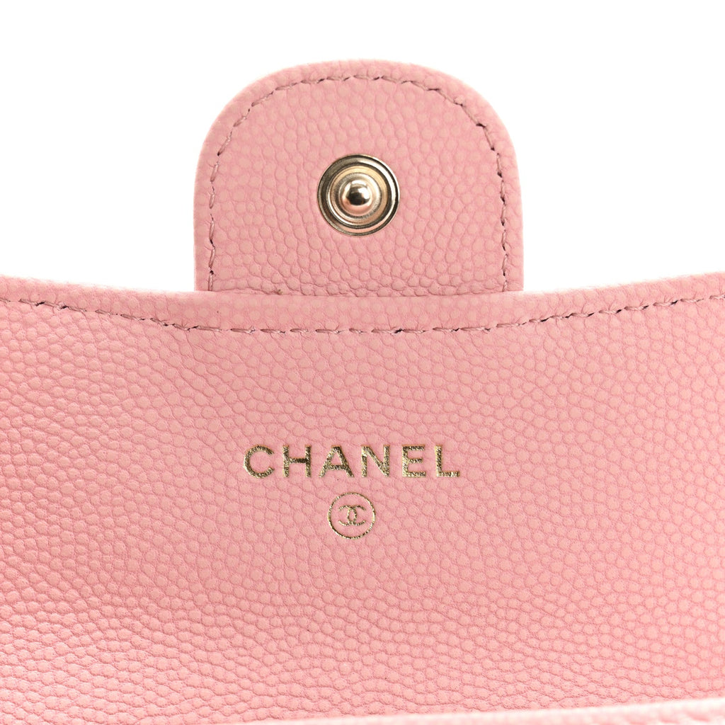 Caviar Flat Chevron Quilted Flap  Holder Pink