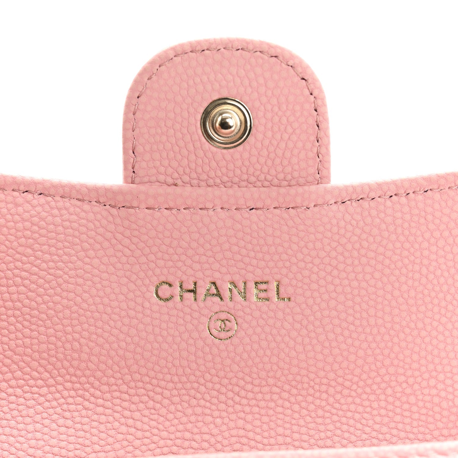 Caviar Flat Chevron Quilted Flap  Holder Pink