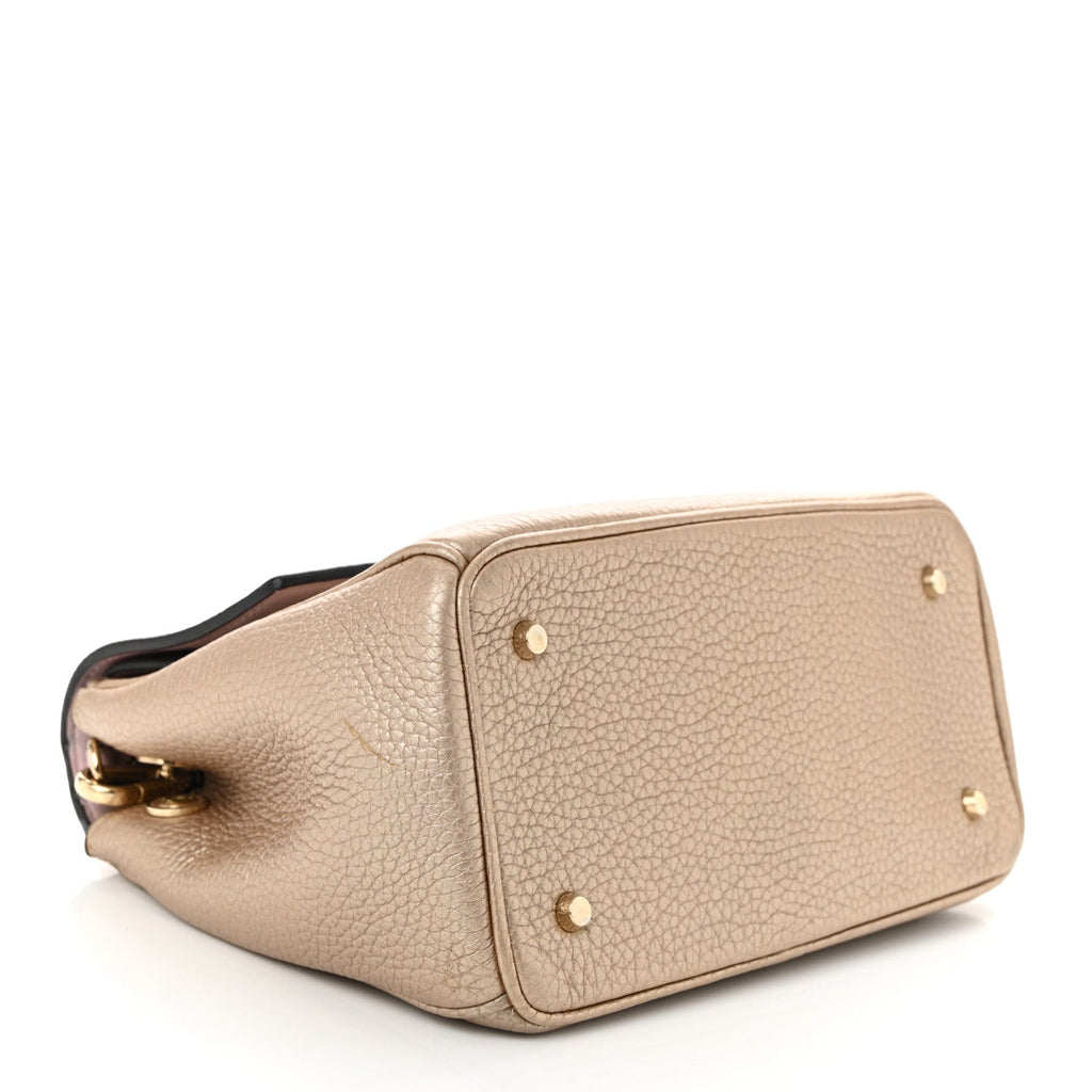 Metallic Bullcalf Mini Be Dior Flap Pale Gold