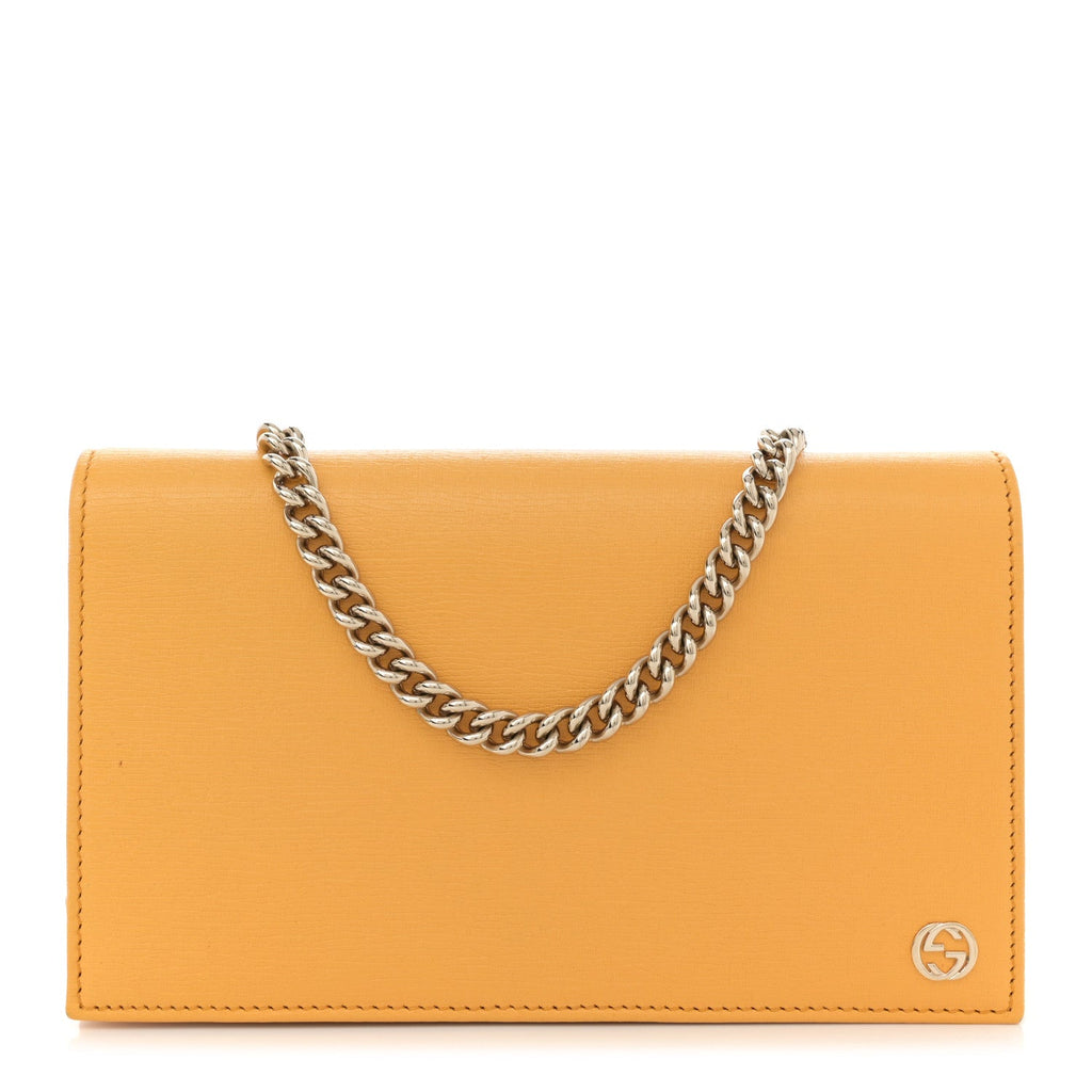Textured Calfskin Medium Betty Chain Wallet Yellow