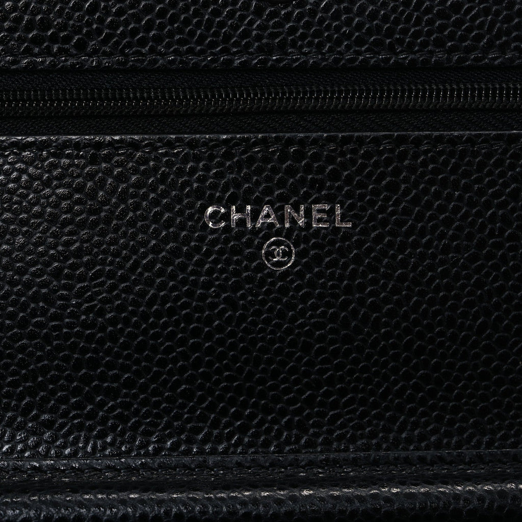 Caviar Quilted Wallet on Chain WOC Black