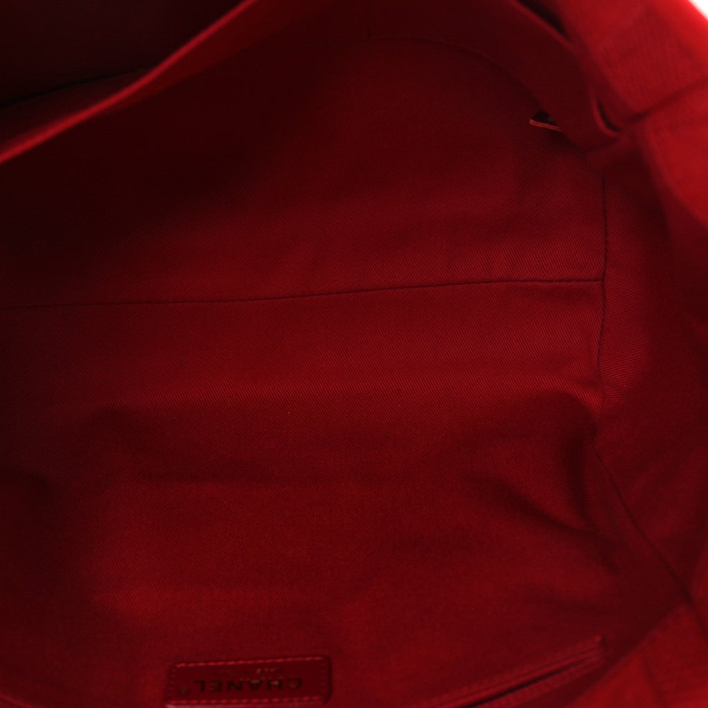 Mixed Fibers Striped Small Deauville Tote Red