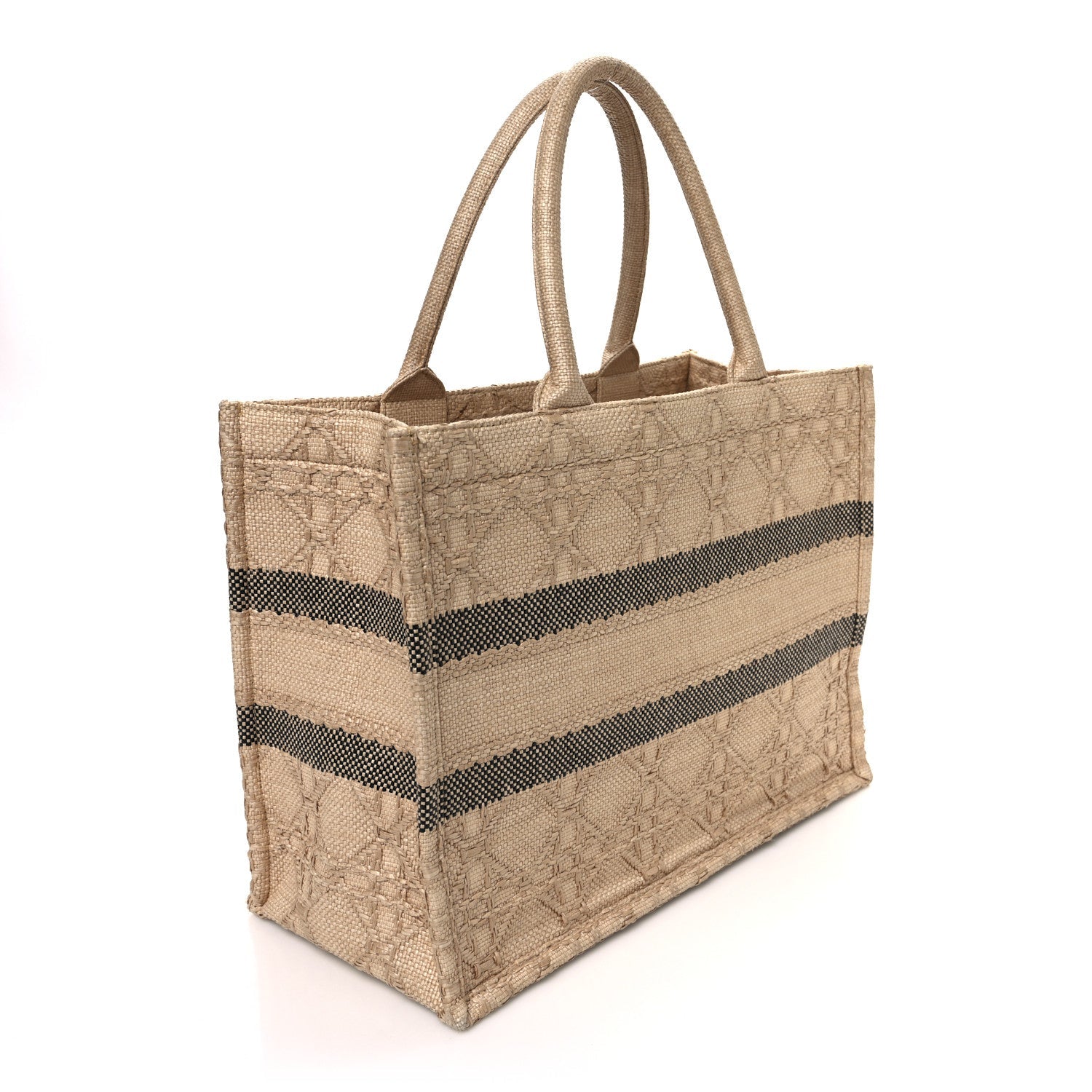 Raffia Cannage Medium Book Tote Natural