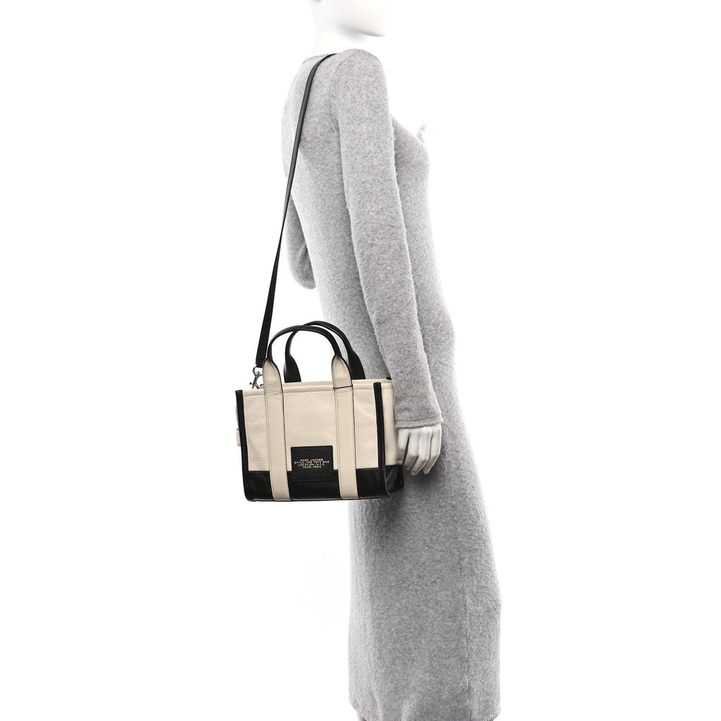 Grained Calfskin Colorblock Mini The Tote Bag Ivory Multi