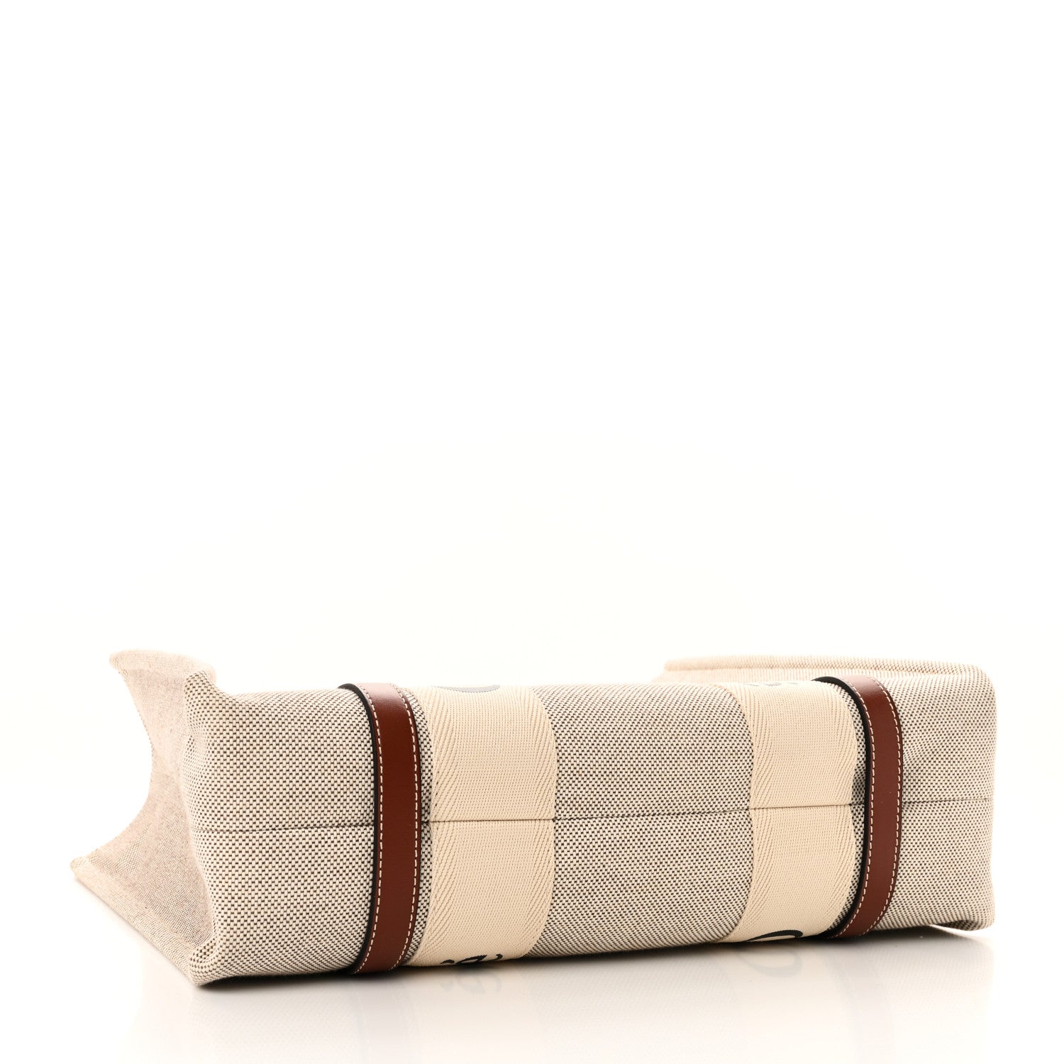 Cotton Calfskin Medium Woody Ribbon Tote White Brown