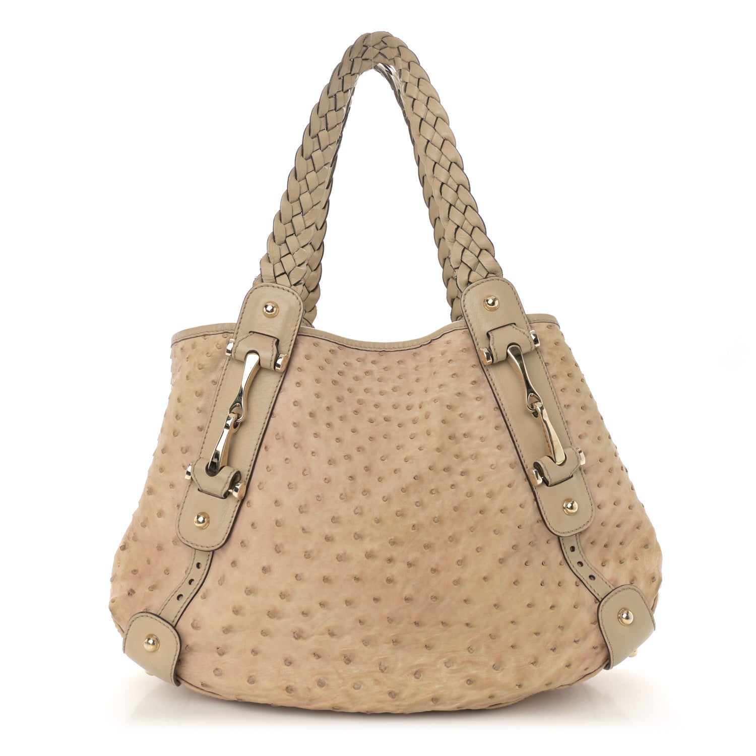 Ostrich Small Pelham Shoulder Bag Beige