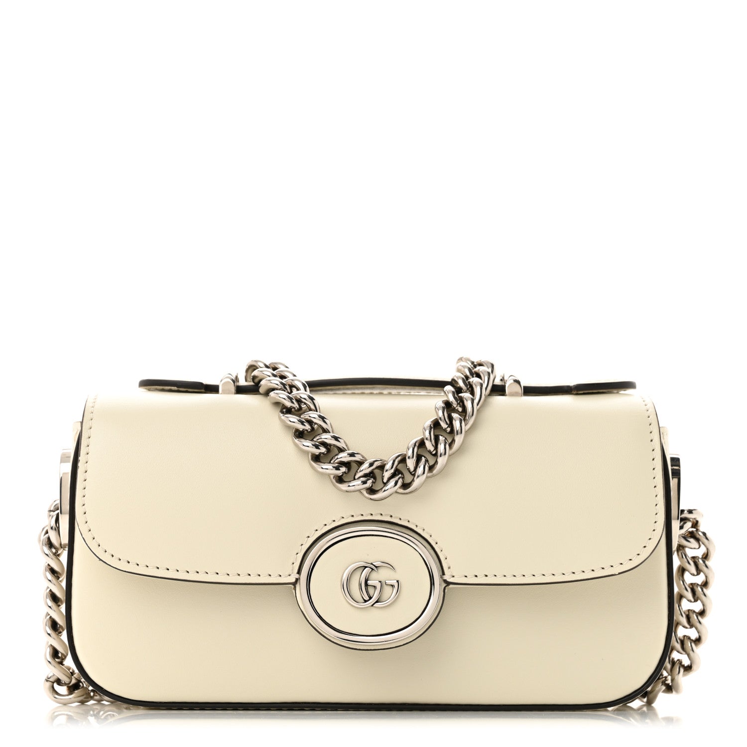 Senna Calfskin Petite Mini GG Top Handle Shoulder Bag Mystic White