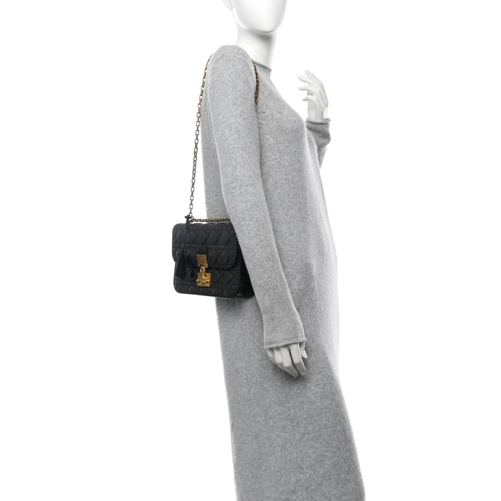 Lambskin Cannage Large Dioraddict Flap Bag Black