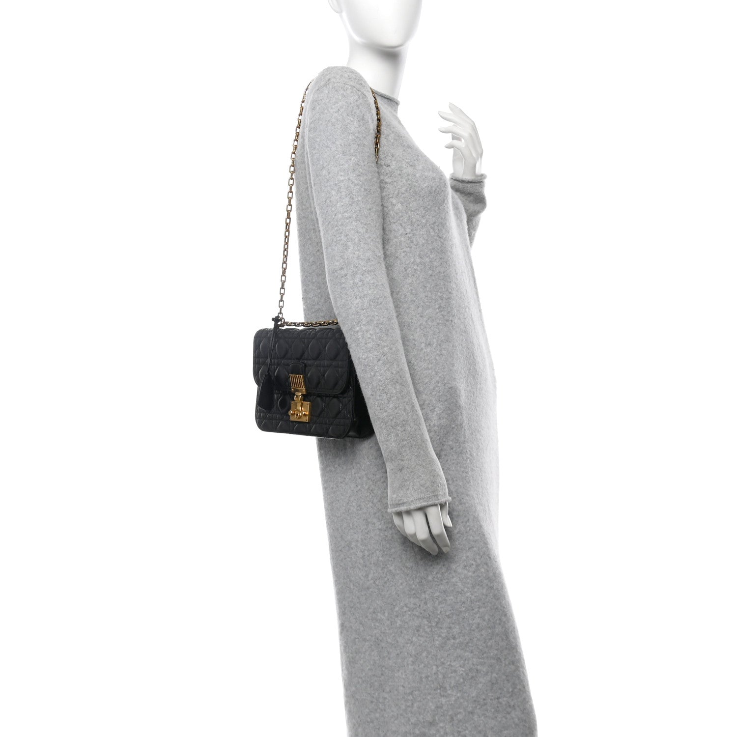 Lambskin Cannage Large Dioraddict Flap Bag Black