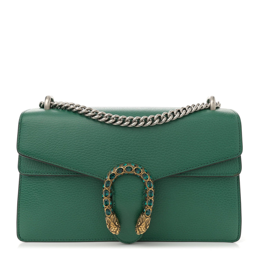 Pebbled Calfskin Small Dionysus Shoulder Bag Emerald