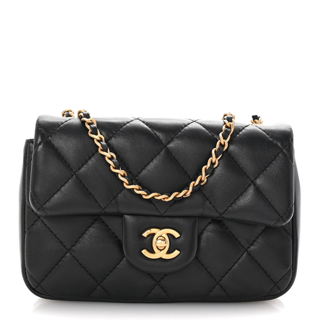 Lambskin Quilted Mini Heart Charms Flap Black