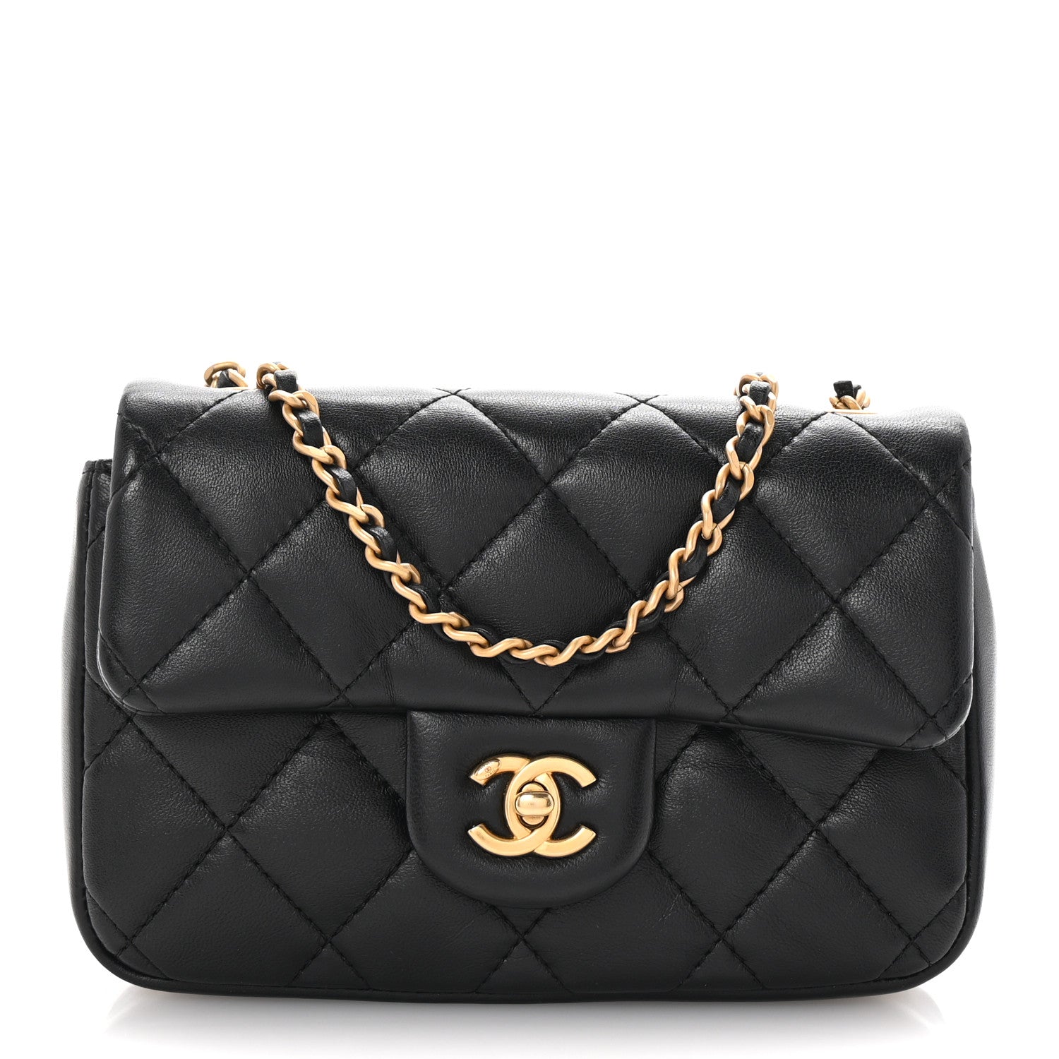 Lambskin Quilted Mini Heart Charms Flap Black