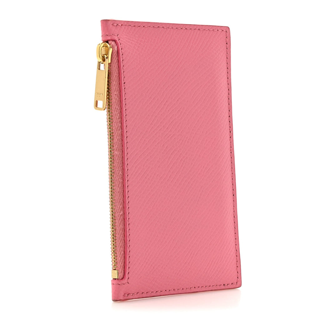 Grained Calfskin Zipped  Holder Pink
