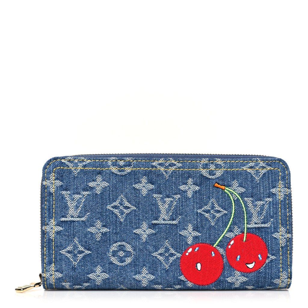 LV X TM Monogram Denim Cerises Zippy Wallet Blue