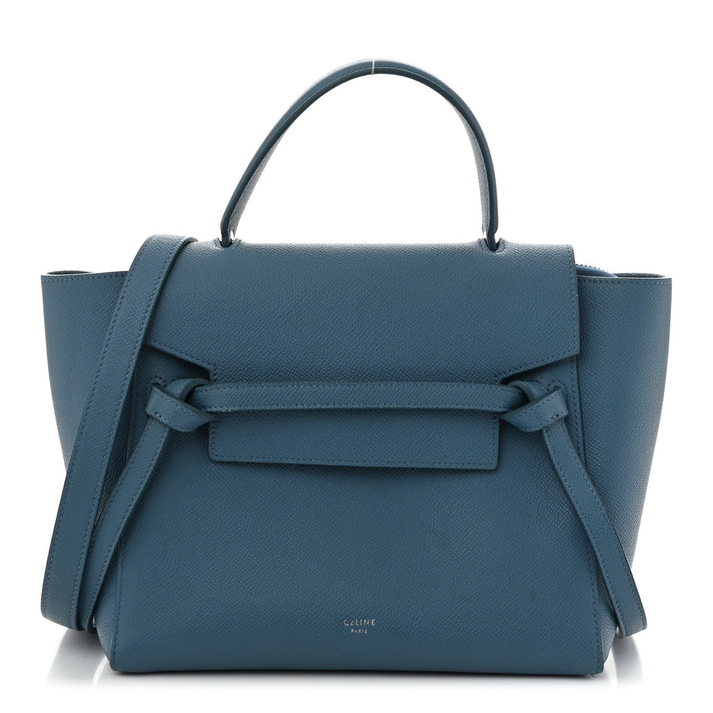 Grained Calfskin Micro Belt Bag Washed Blue