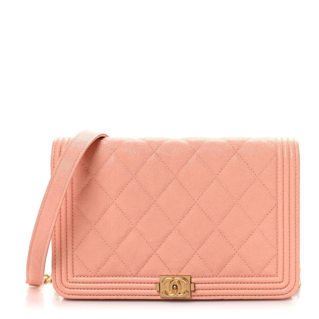 Caviar Quilted Boy Wallet On Chain WOC Pink