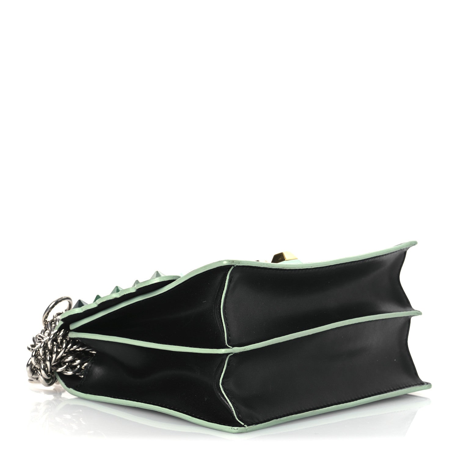 Vitello Liberty Scalloped Studded Small Kan I Shoulder Bag Black Multicolor