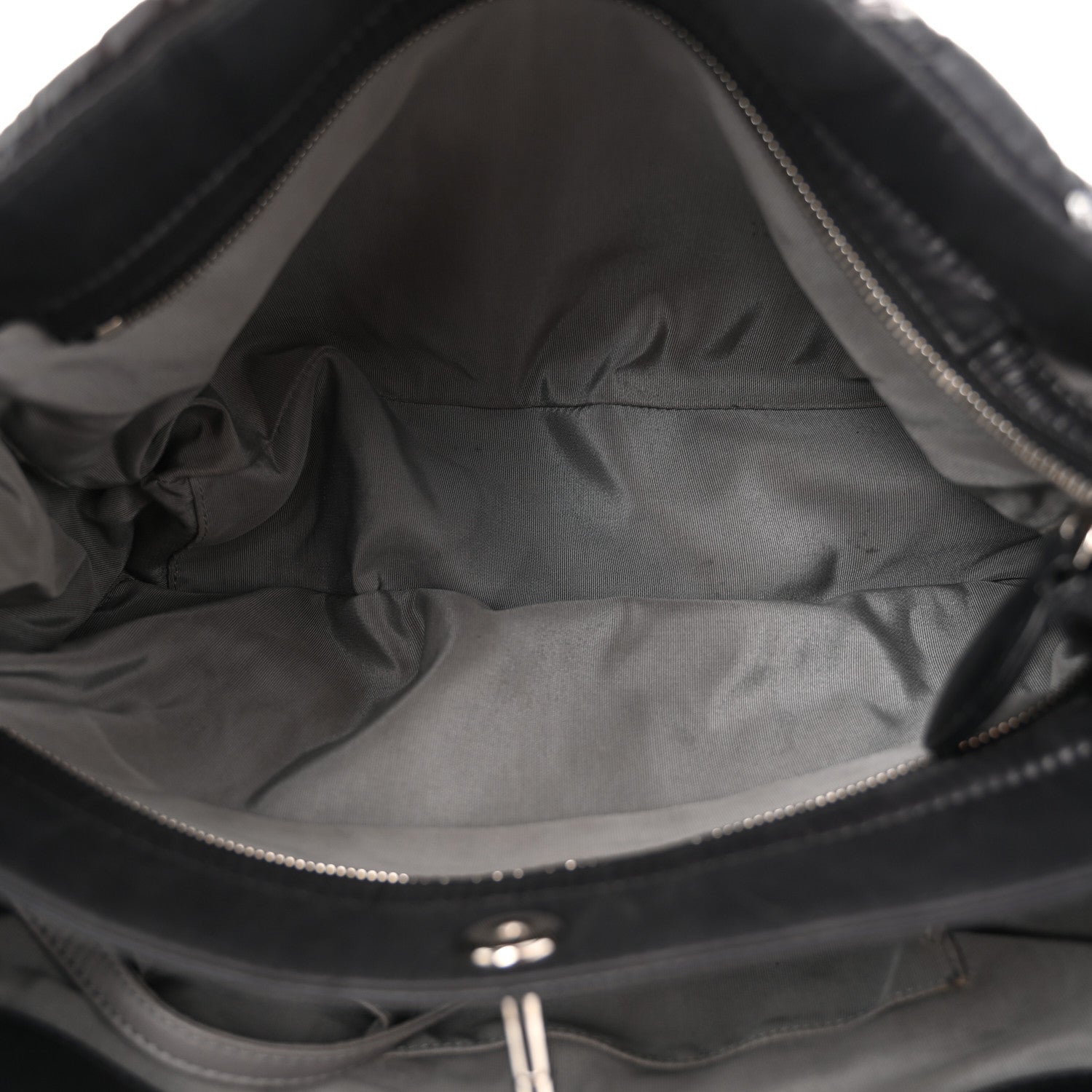 Nylon Quilted Tweed Stitch Bubble Tote Black