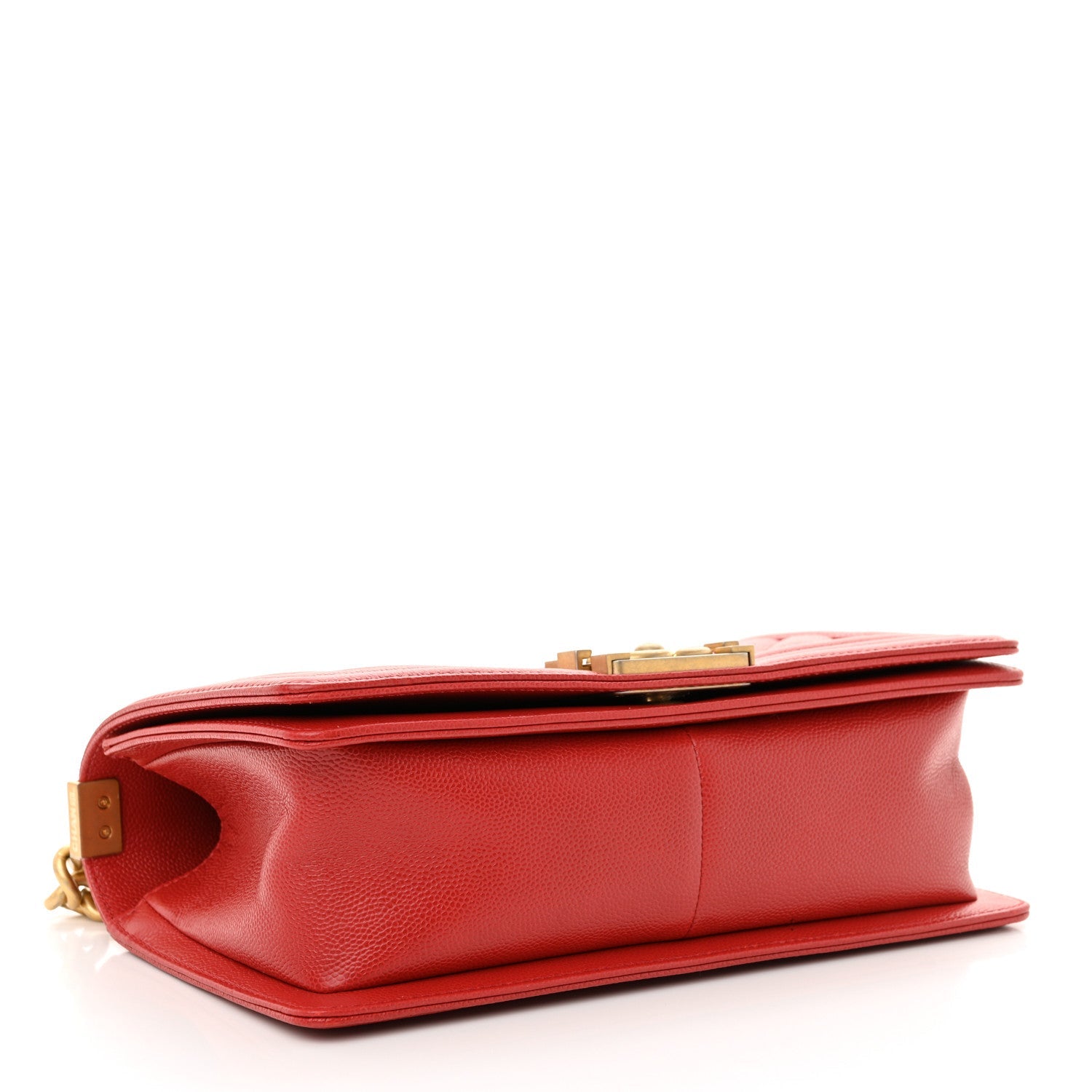 Caviar Chevron Quilted Medium Boy Flap Red
