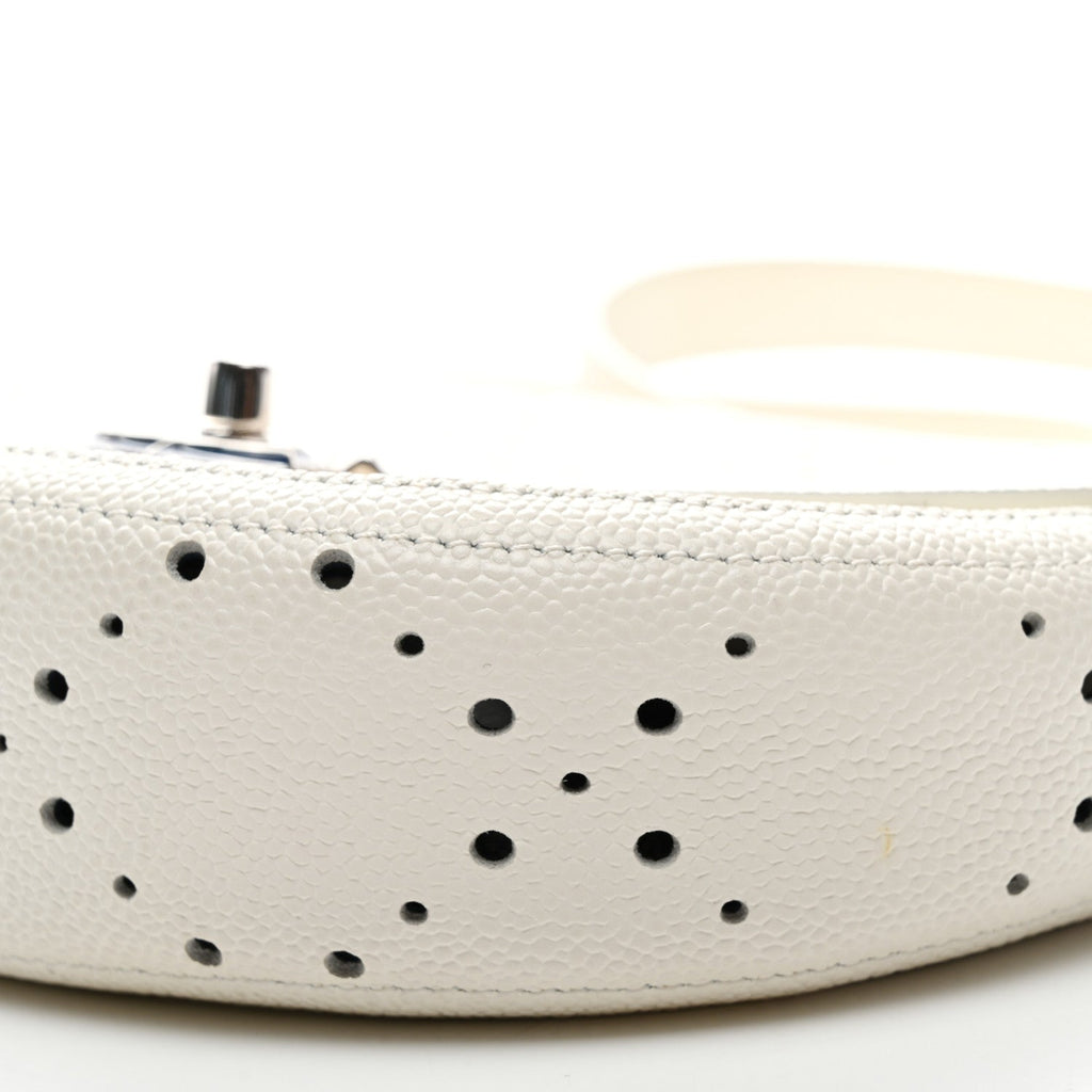 Caviar Perforated Messenger Bag White